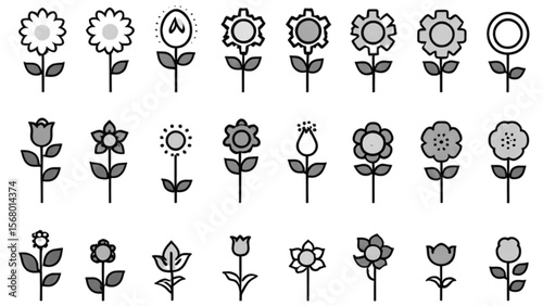 フラワーシルエットアイコン集｜Flower Silhouette Icon Collection