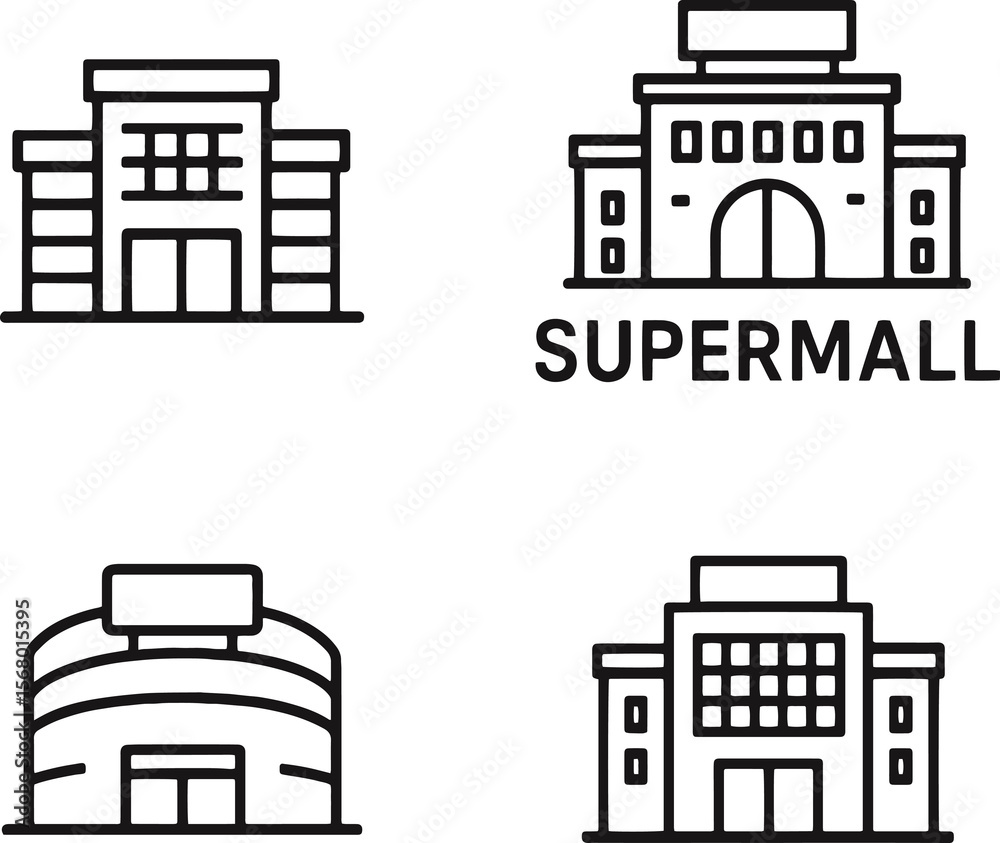 Obraz premium Set of Supermall building icons