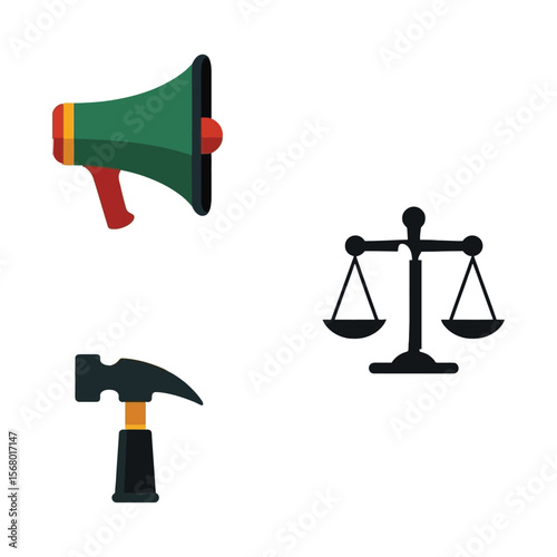 Modern Vector Illustration of Civil Rights Justice and Solidarity Symbols

