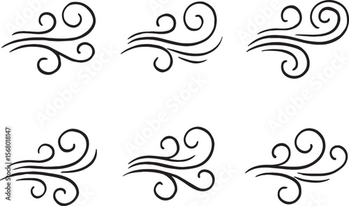 set of Wind blowing icons