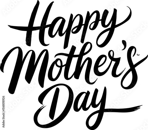Classic black happy mothers day calligraphy, elegant handwritten script, modern greeting, festive celebration, mom appreciation