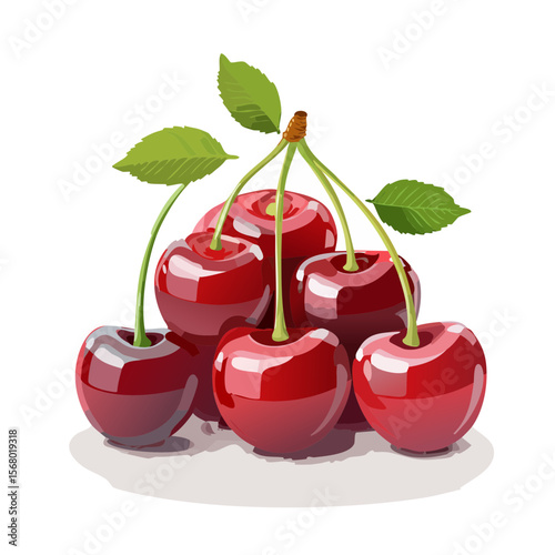 A vibrant illustration of fresh, ripe cherries with glossy red hues, embodying the sweetness of summer.