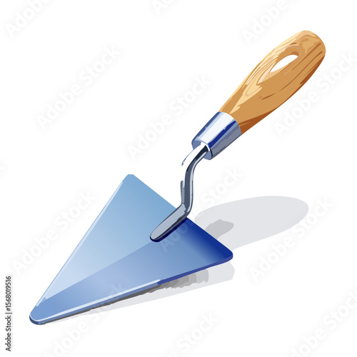 Illustration of a Hand Trowel with Wood Handle for Gardening