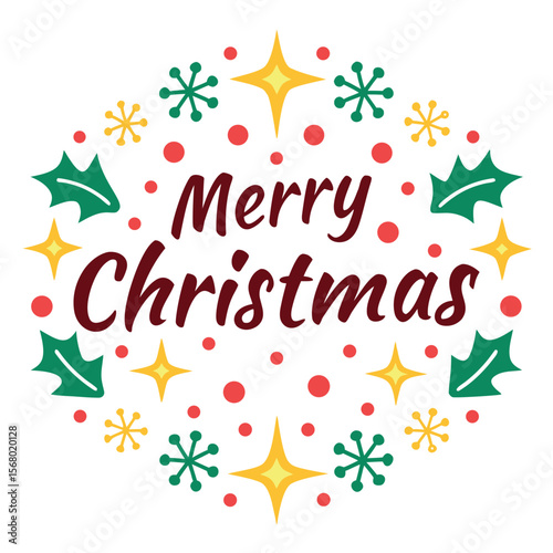  Merry Christmas typography vector illustration.
