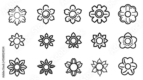 花と葉のシンプルアイコン集｜Simple Flower and Leaf Icon Collection