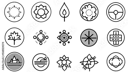 ミニマル花と葉アイコン集｜Minimal Flower and Leaf Icon Collection
