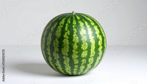 ストライプ模様の皮が映える丸ごとスイカ – 白背景で際立つ高精細夏の素材
Whole Watermelon with Bold Striped Rind – High-Resolution Image on White Background