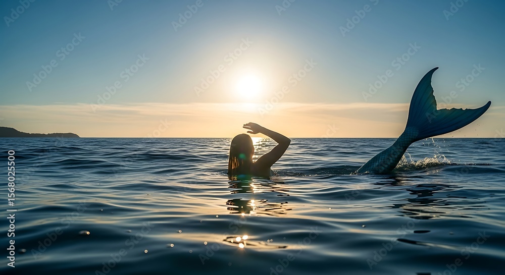 Fototapeta premium Silhouette of Woman Sitting at Sunset