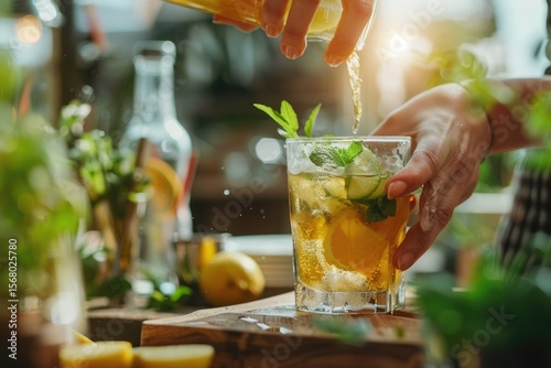 Flawless Visual of Closeup Hands Preparing Beverage