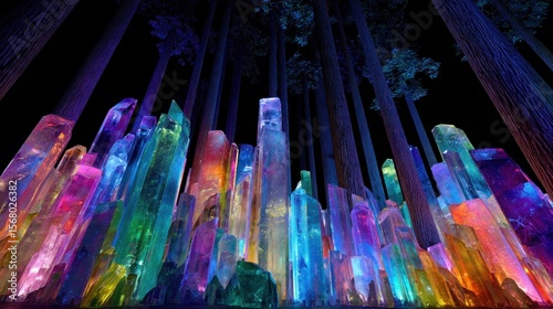 Crystal forest glowing vibrant colors
