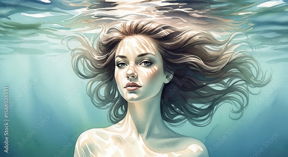 Fototapeta premium Fantasy Portrait of Woman with Wind Hair