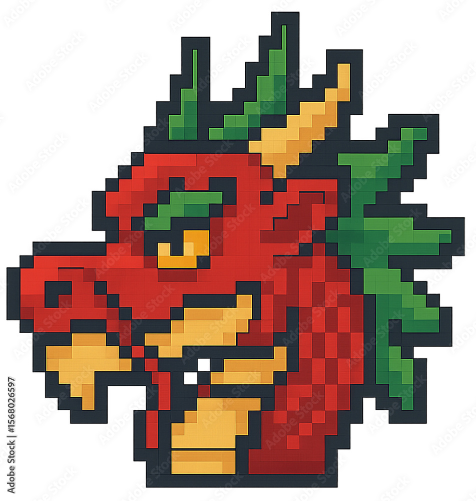 Fototapeta premium pixel heart chinese dragon