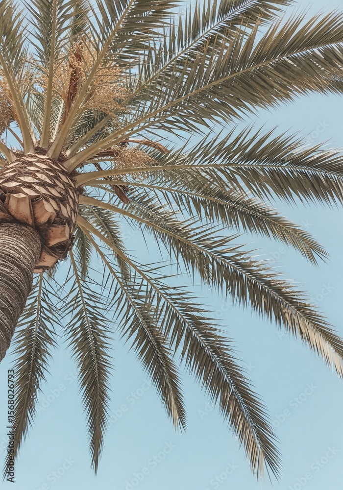 Fototapeta premium Palm Tree Against Light Blue Sky