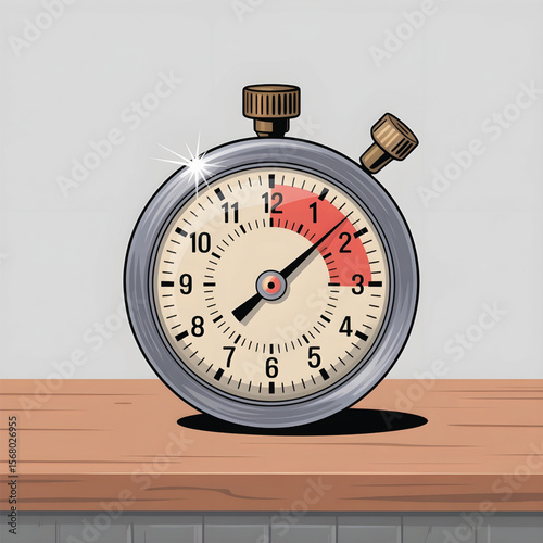 Vintage Stopwatch on Wooden Table