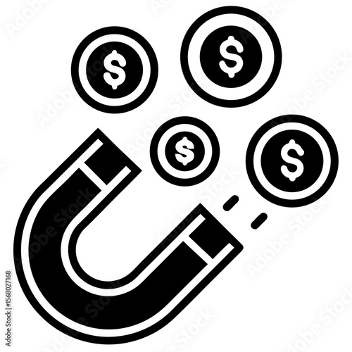 Magnet Attracting Dollar Coins Icon