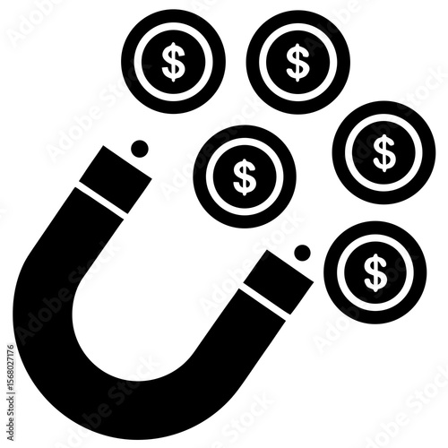 Magnet Attracting Dollar Coins Icon