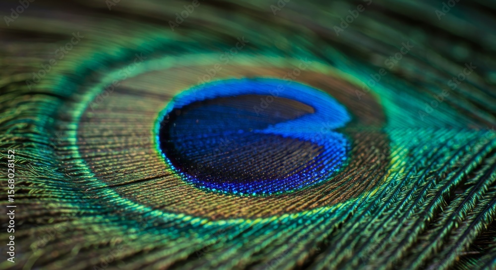 Fototapeta premium Stunning Close-Up of Colorful Peacock Feather Detail and Texture