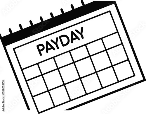 Calendar with payday written on it symbolising payday celebration silhouette black vector illustration