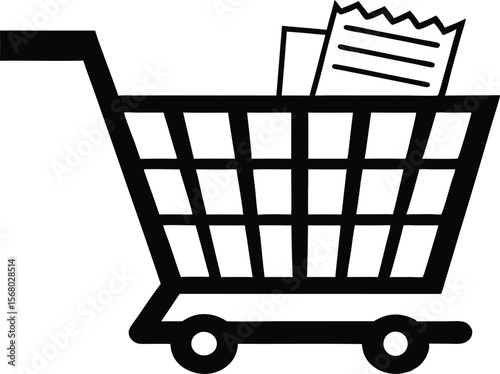 Shopping cart full with goods purchase consumerism business symbol concept silhouette black vector illustration