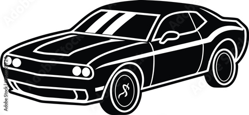 Sleek automotive design an black and white car illustration graphic silhouette black vector illustration