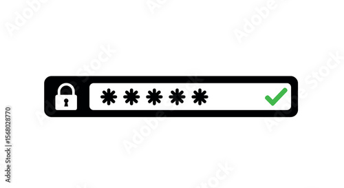 Secure password entry with lock icon and verification checkmark