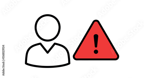 Vector illustration of user alert notification with caution sign in flat design for online security