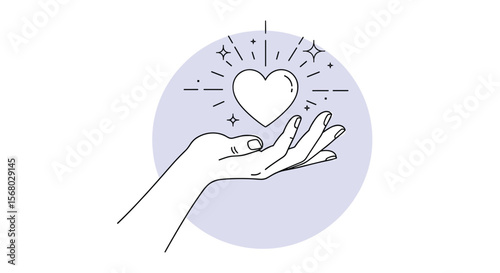 Caring Hand Offering a Shining Heart Symbol of Love Compassion and Kindness