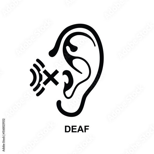 Deaf icon. Deafness icon. Hearing impairment line icon isolated on background vector illustration.