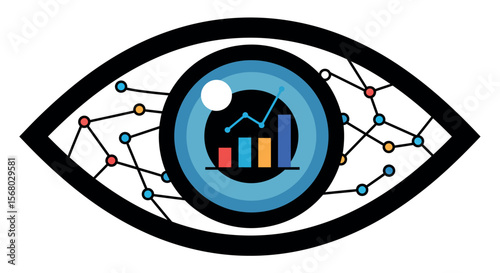Eye and data visualization concept vector illustration for technology and analysis design