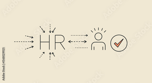 Human resources concept with linear symbols for hiring and employee management