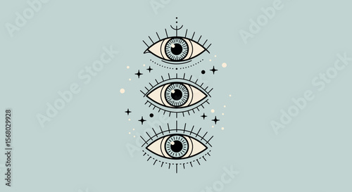 Mystical eye symbol vector illustration for spiritual design in minimal flat style