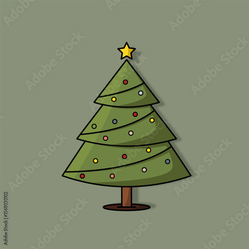 Christmas tree with colorful lights and star
