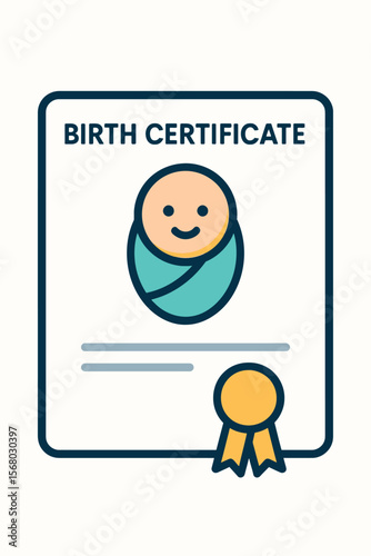 Cute Baby Birth Certificate Illustration