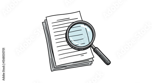 Magnifying glass over documents vector illustration for educational and business design