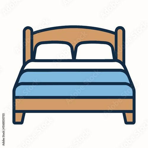 Cozy Double Bed Icon Illustration