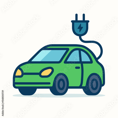 Eco-Friendly Electric Car Illustration