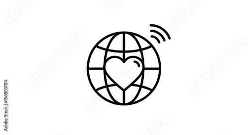 Heart and globe with connectivity icon vector illustration for global communication concepts