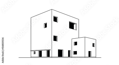Modern architectural structures vector illustration in minimalist style for design and print