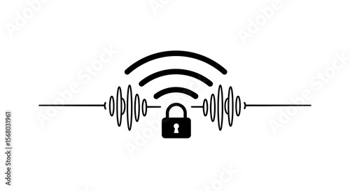 Secure wireless connection lock symbol: wifi signal with padlock