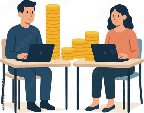 Gender Pay Gap Concept – Inequality in the Workplace Illustration