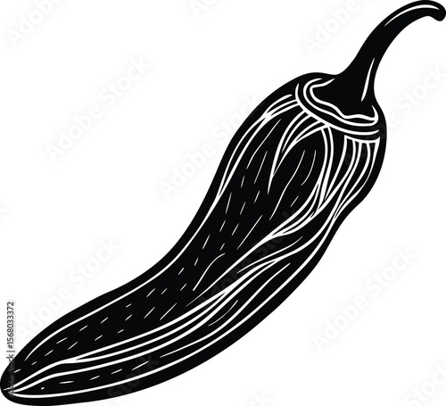 Dried chili pepper silhouette spicy food illustration