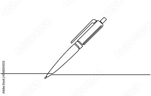 One continuous line of pen writing on a sheet. Vector illustration, Fountain pen continuous one line art drawing
.