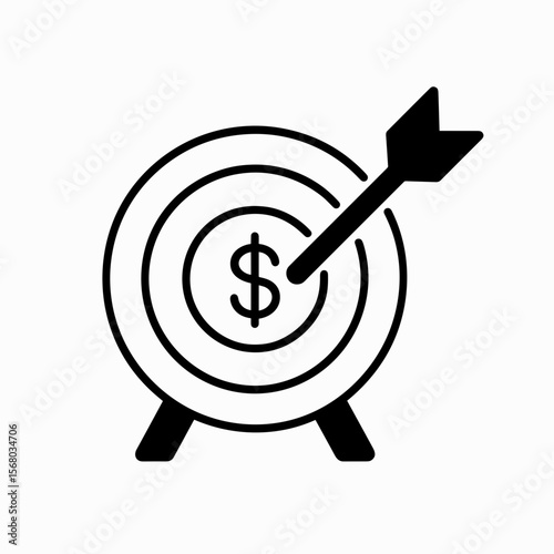 Filled target with dollar and arrow representing financial goal
