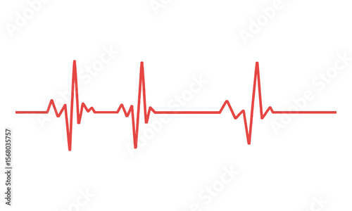 Heartbeat Red Line on Transparent Background, Healthcare Element