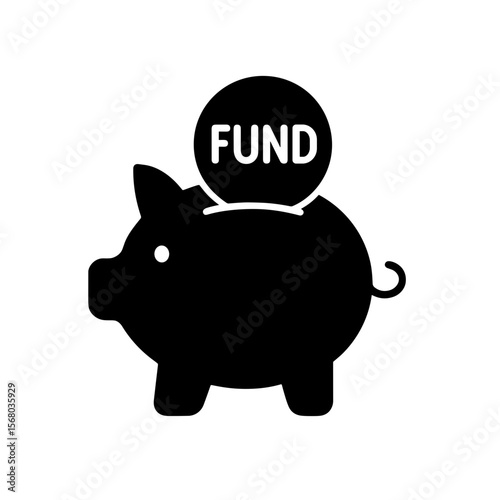 Filled piggy bank icon with fund symbol representing retirement savings