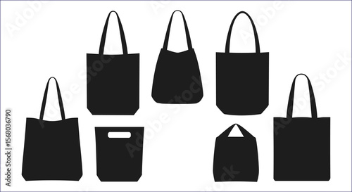 Assorted Black Shopping Bag Silhouettes For Eco Friendly Retail Mockups