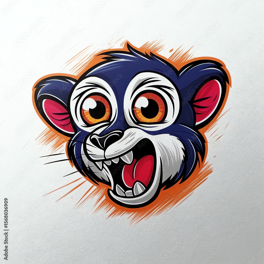 Fototapeta premium Playful Cartoon Animal Head Illustration