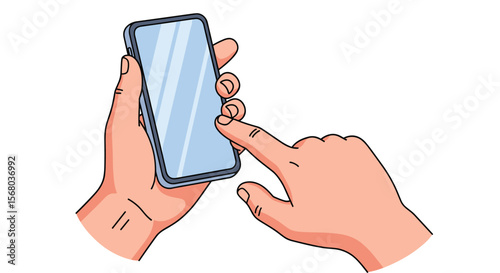 Person Holding and Interacting With a Modern Smartphone Device Screen