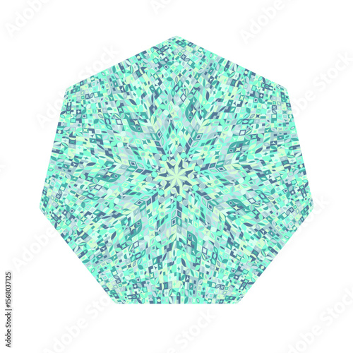 Abstract colorful isolated tiled mosaic heptagon symbol template