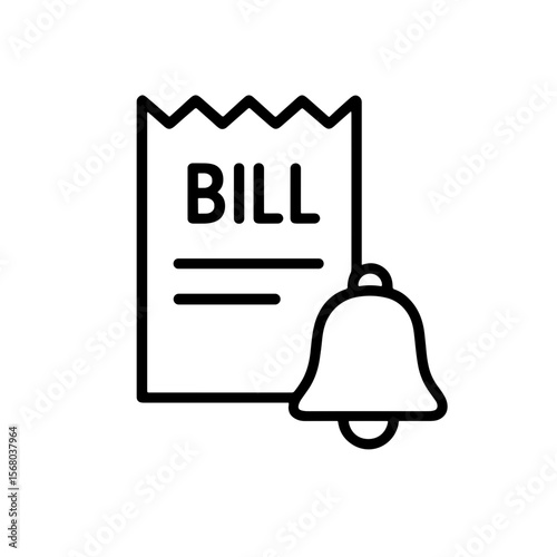 Outline bill reminder icon for payment alert and expense tracking